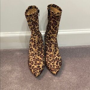 Leopard Print Ankle Boots with Kitten Heel